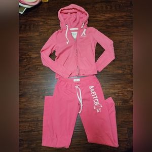 Abercrombie & Fitch Pink Tracksuit with Glitter Drawstring